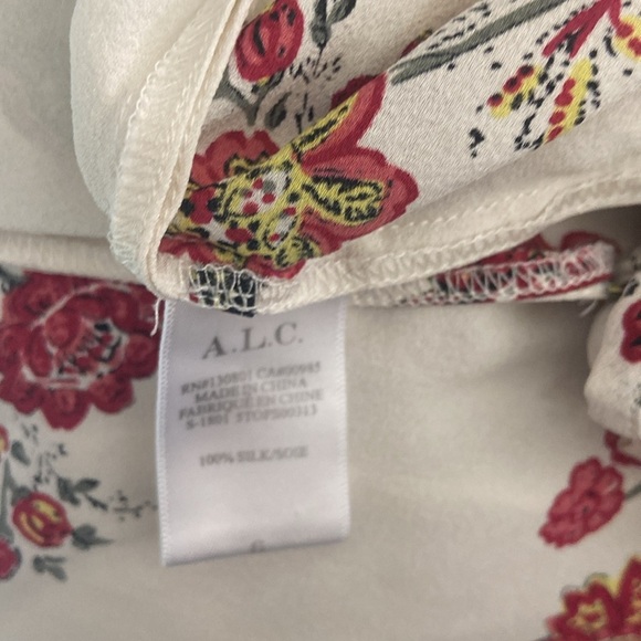 ALC Ray Floral 100% Silk Wrap Short Tie Waist Sz 6 - Picture 5 of 6